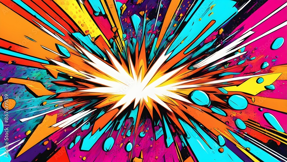 A colorful explosion of paint splatters with a rainbow of colors A colorful explosion of paint splatters with a rainbow of colors