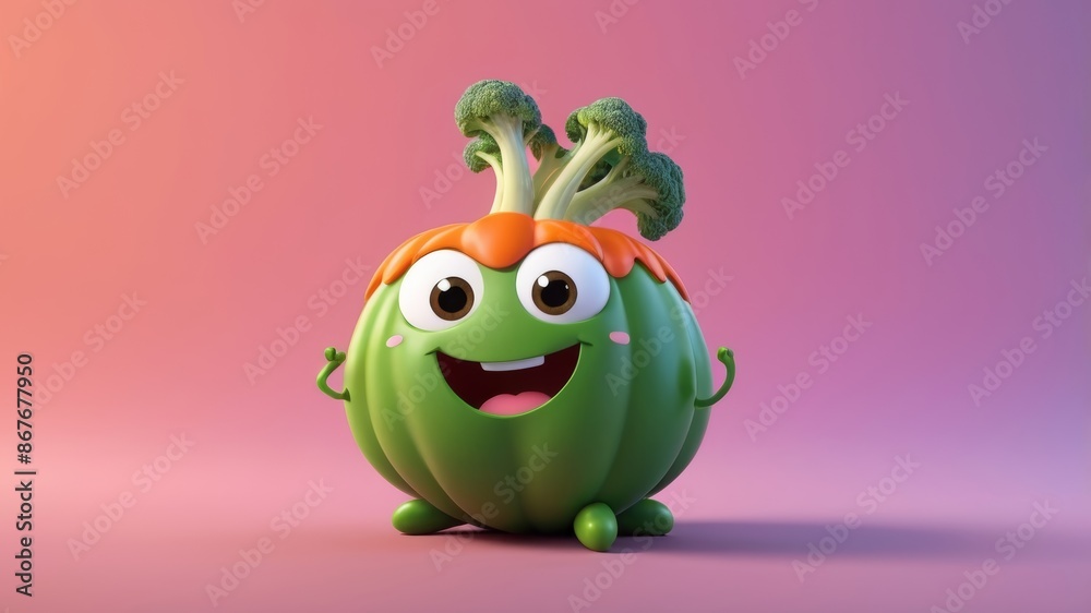 Cartoon vegetable with a happy expression, great for encouraging children to eat their veggies. Cartoon vegetable with a happy expression, great for encouraging children to eat their veggies.