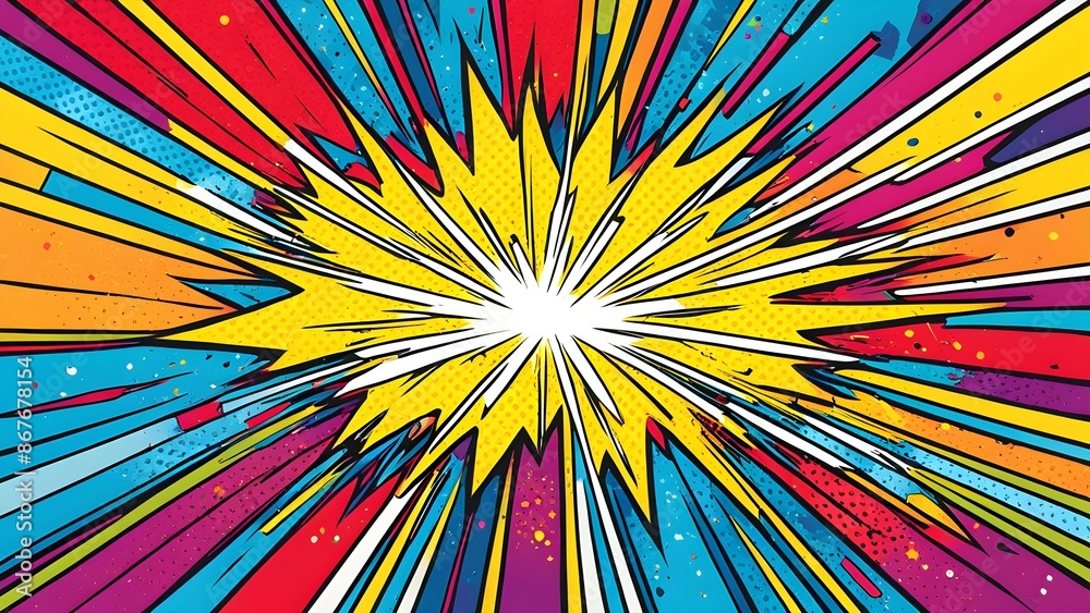 A colorful explosion of paint with a white dot in the middle