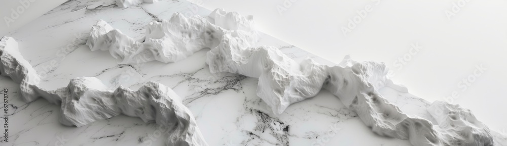 Obraz premium Artistic Natural Stone Sculpture, Marble Texture Close-Up Showcases Intricate Veins and Color Variations, Graphic resource, fine art, wallpaper, banner design, advertising, illustration, background,