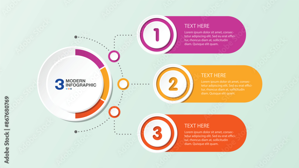 Obraz premium Modern circle infographic with 3 steps, process or options.