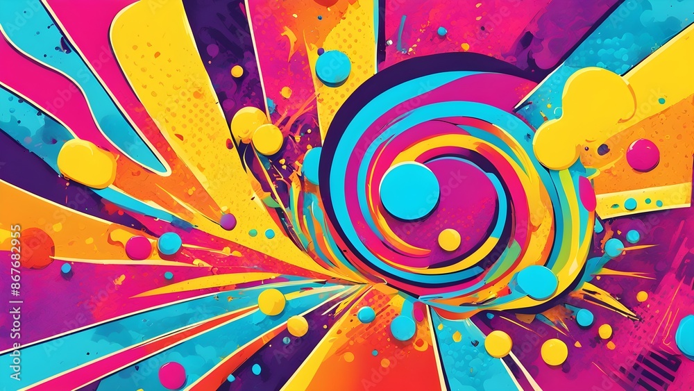 A comic book style drawing of two explosions with a red circle in the middle A comic book style drawing of two explosions with a red circle in the middle