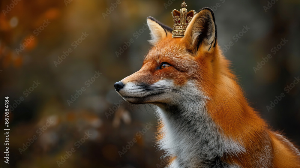 red fox with elegant golden crown red fox with elegant golden crown