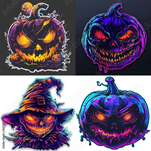 Creppy pumpkin head helloween design photo