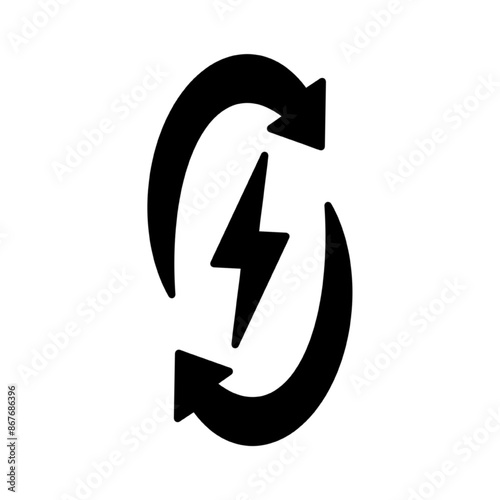 backup power engine icon, auto supply battery energy, consumption voltage sustainable, lightning bolt, thin line web symbol on white background - editable stroke vector illustration eps10