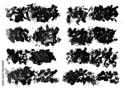 Grunge stains set. Abstract oil paint strokes collection. Plaster daubs and smears. Interior and exterior grunge textures. Backgrounds collection. Rough grungy overlays.