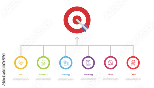 Business target infographic with 6 options and icons