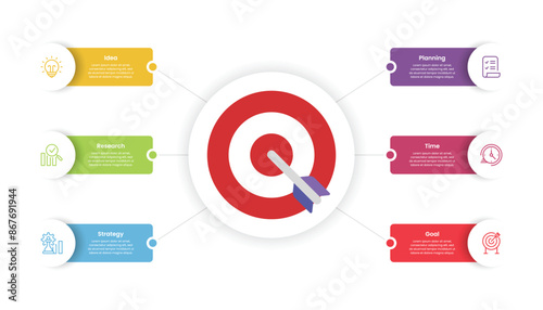 Business target infographic with 6 options and icons