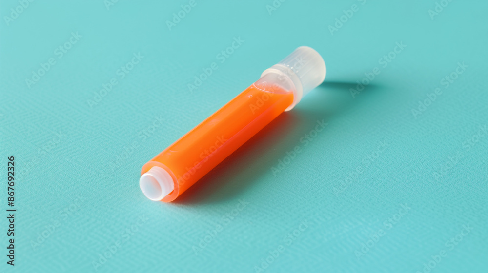 Orange marker on turquoise background Orange marker on turquoise background