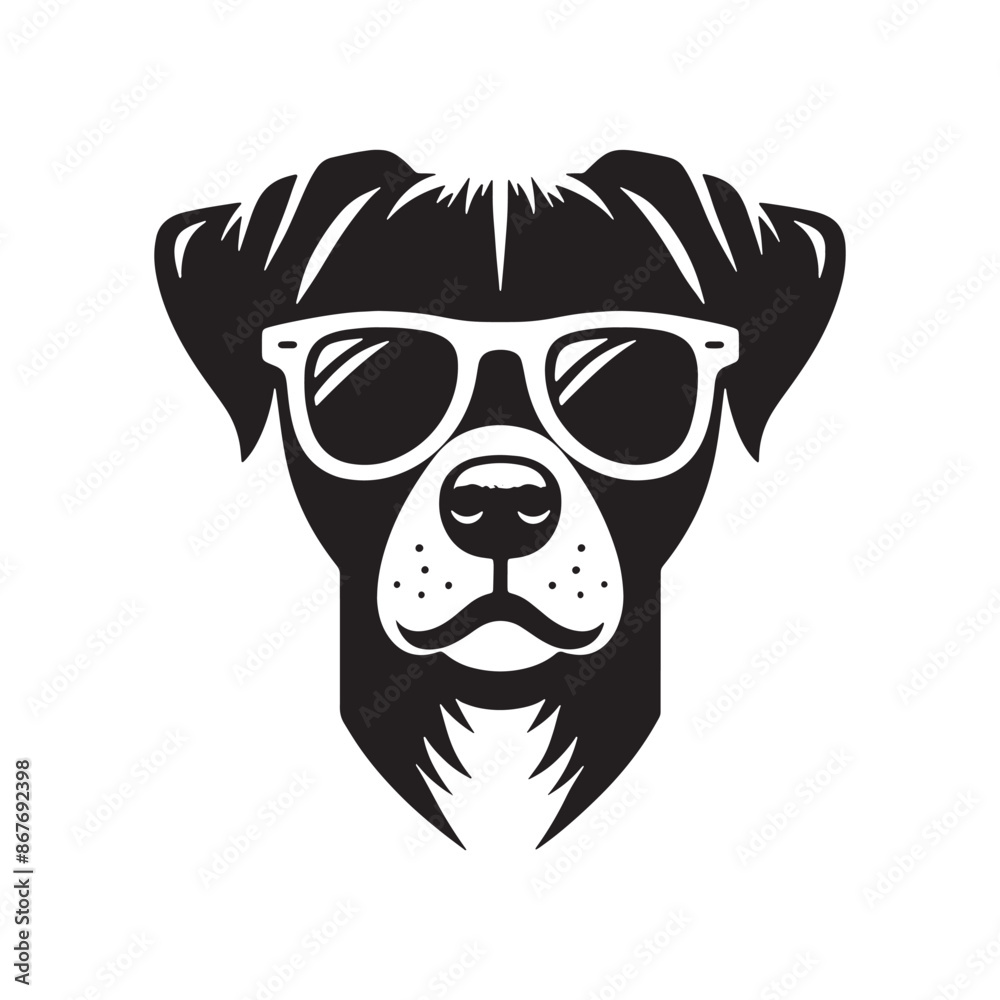 a dog wearing sunglasses silhouette vector