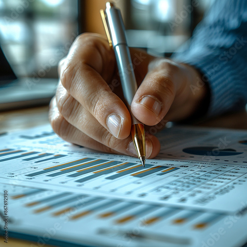 accountant working on desk using calculator, generative ai