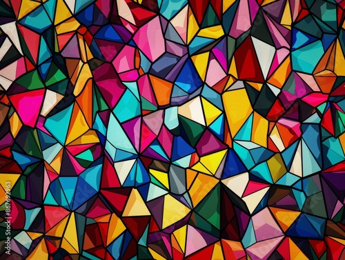 Abstract Colorful Geometric Pattern with Vivid Hues and Sharp Lines for Modern Design and Background