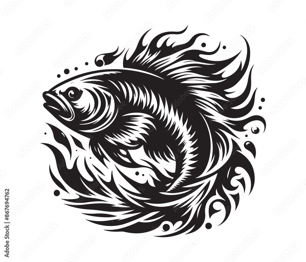 fierce fishing vector silhouette vector style graphic resources white background fierce fishing vector silhouette vector style graphic resources white background