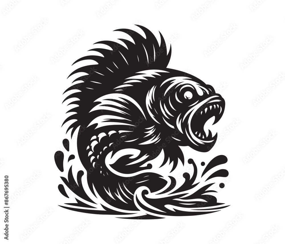 fierce fishing vector silhouette vector style graphic resources white background fierce fishing vector silhouette vector style graphic resources white background