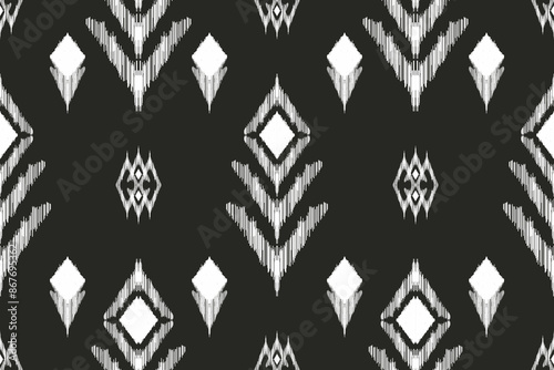 Abstract ikat pattern for seamless ethnic art in tribal and folk style. Print Aztec geometric ornament. Design for fabric, carpet, wallpaper, clothing.