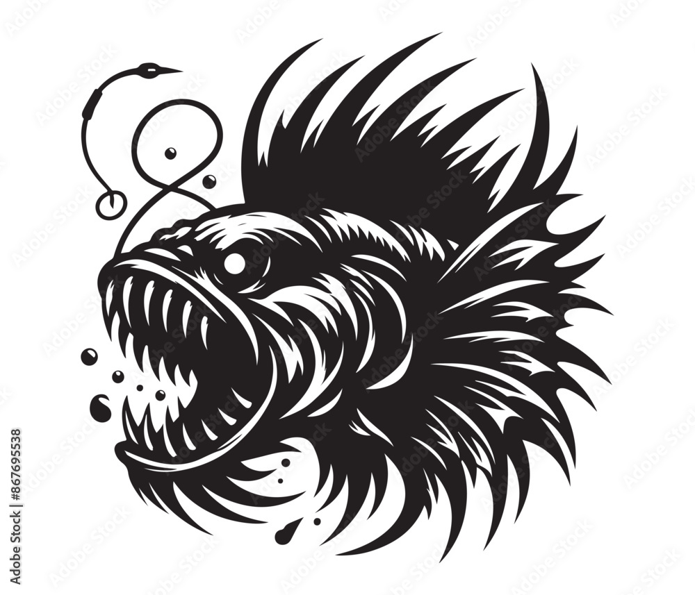 Fototapeta premium fierce fishing vector silhouette vector style graphic resources white background