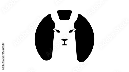 Llama emblem, black isolated silhouette
