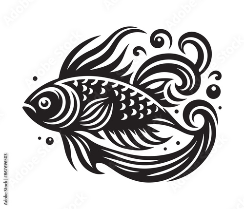 fierce fishing vector silhouette vector style graphic resources white background