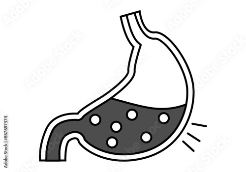 Icono negro de dolor de estomago