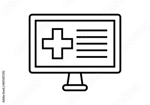 Icono negro de pantalla con historial médico