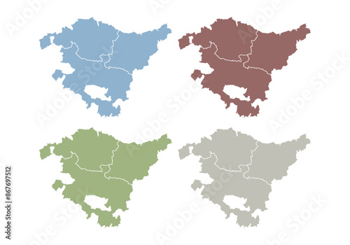 Mapa azul, rojo, verde y gris de País Vasco