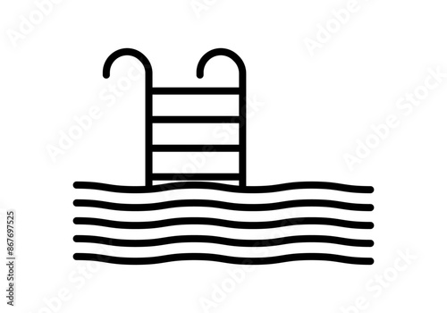 Icono negro de escaleras de piscina