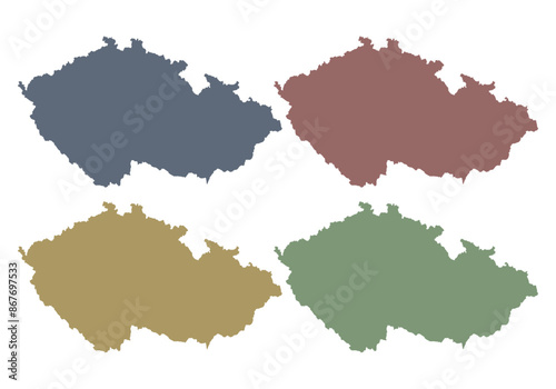Mapa azul, rojo, amarillo y verde de Republica Checa