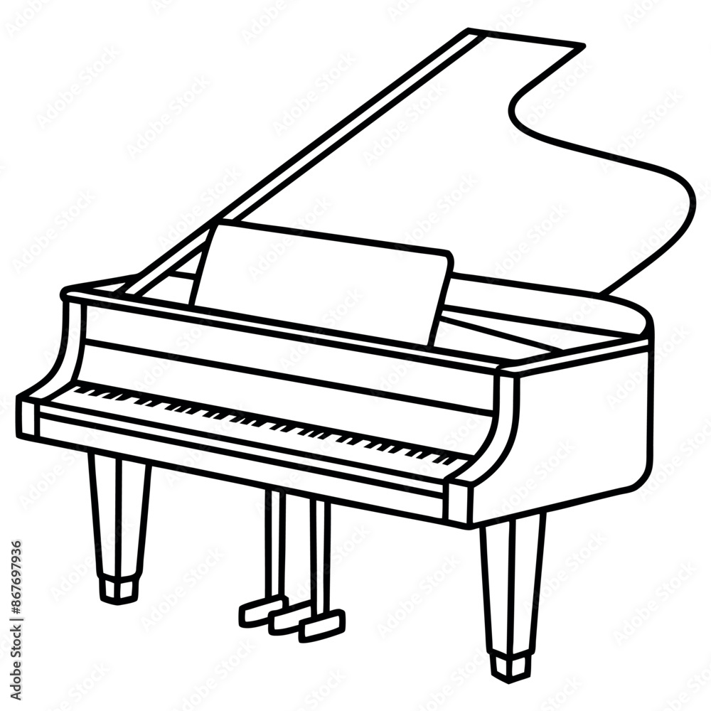 Hand-drawn cartoon artwork of a piano Hand-drawn cartoon artwork of a piano