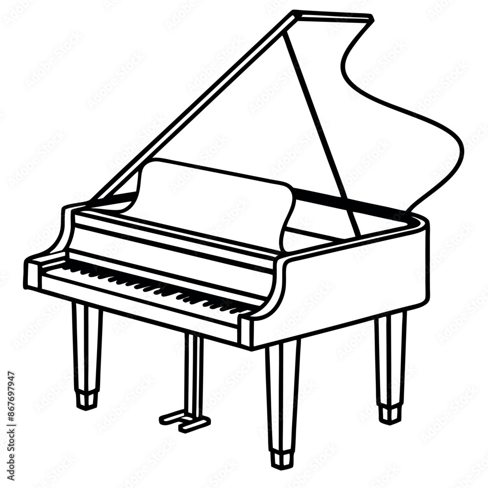 Hand-drawn cartoon artwork of a piano Hand-drawn cartoon artwork of a piano
