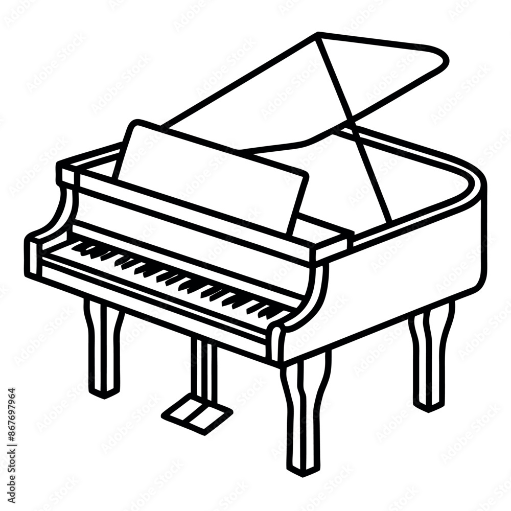 Hand-drawn cartoon artwork of a piano Hand-drawn cartoon artwork of a piano