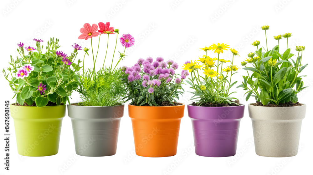 flowers in pots isolated flowers in pots isolated