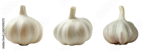 Set of garlic isolated on white