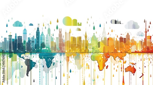 Bar graph comparing the average rainfall in different cities around the world with colorful bars and labels for each city ideal for weatherrelated presentations photo