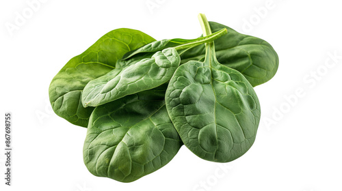 Fresh spinach leaves isolated on white photo