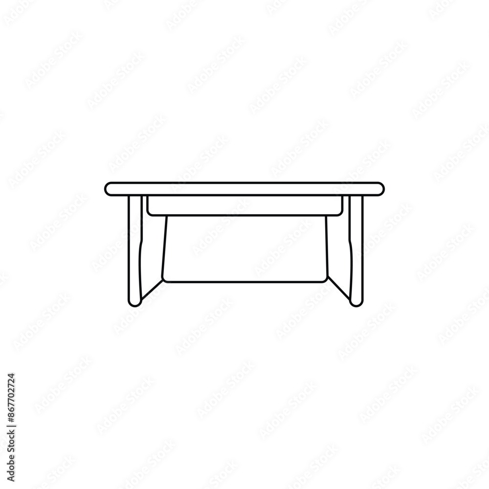 Table line art  on a white background