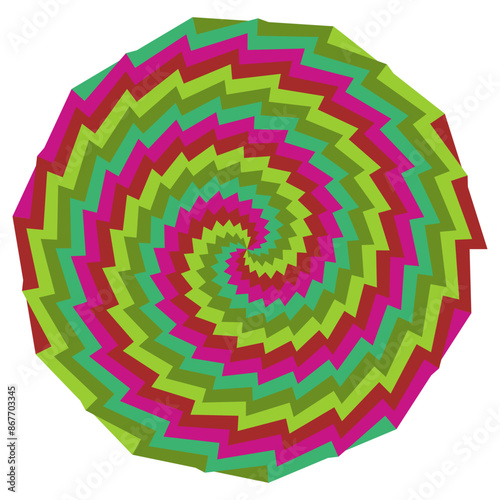 An abstract retro psychedelic spiral shape design element.