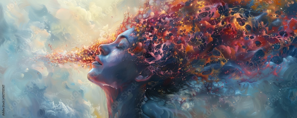 A person feeling inspired, their creativity flowing and their imagination ignited. A person feeling inspired, their creativity flowing and their imagination ignited.