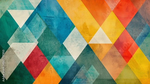 This vibrant wallpaper showcases a colorful geometric triangle pattern, perfect as a stylish background