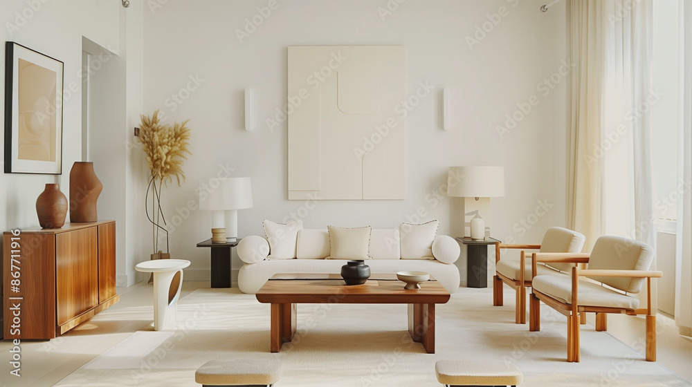 Fototapeta premium modern interior design living room with white board on wall