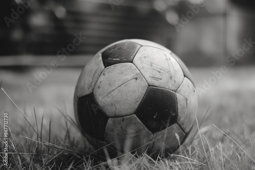 : A well-worn soccer ball, ...