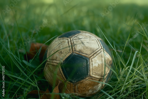 : A well-worn soccer ball, ...