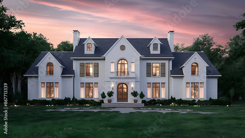 Design mockup in white and color of a modern luxury house