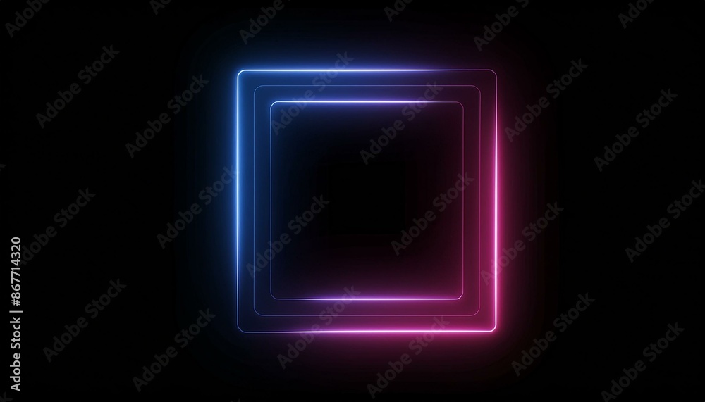 Rectangle and Square Picture Frame with Two Tone Neon Color Motion Graphic on Isolated Black Background Rectangle and Square Picture Frame with Two Tone Neon Color Motion Graphic on Isolated Black Background