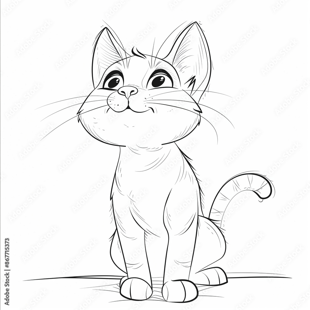 Obraz premium Illustration cat, cartoon cat for color-book