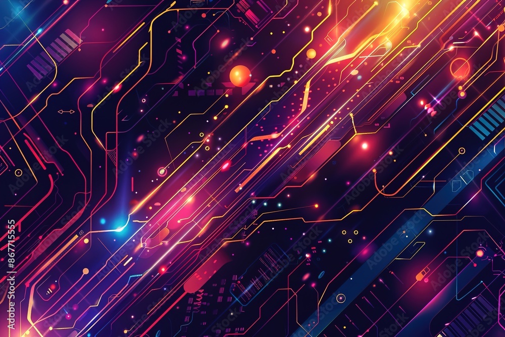 Abstract crypto technology background with colorful whimsical elements Abstract crypto technology background with colorful whimsical elements