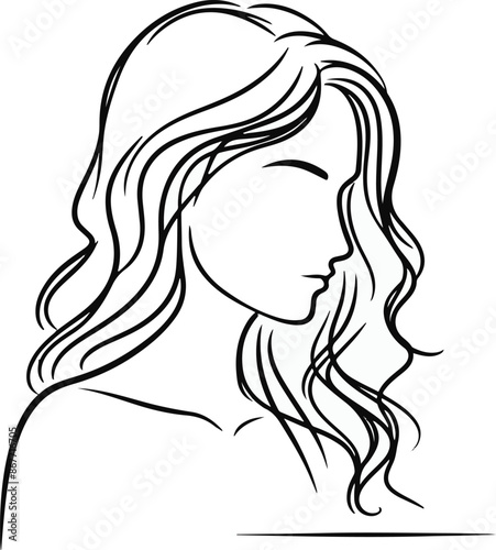 Minimalist Female face Silhouette Icon