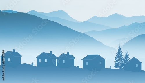 Vector illustration Flat landscape Snowy background