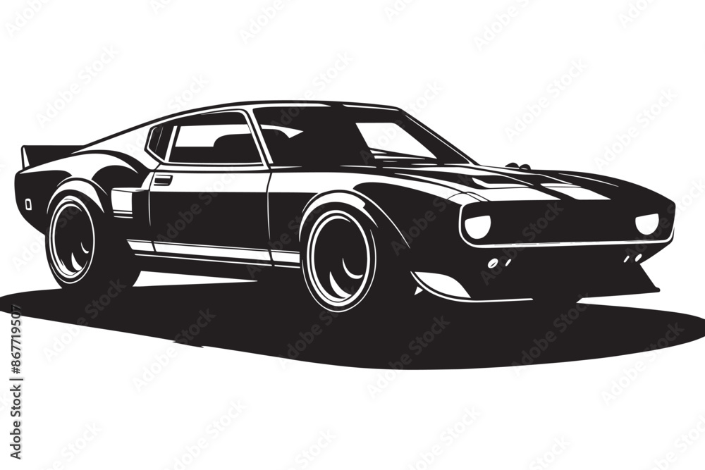 Obraz premium Classic vintage sports car silhouette vector illustration isolated on a white background