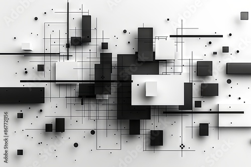 An artistic depiction of straight black lines in different sizes against a pristine white background, exemplifying minimalism in design. The clean and structured arrangement creates a visual