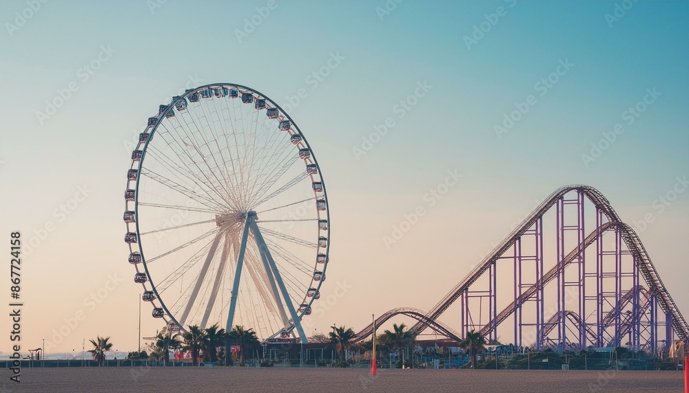 Ferris wheel and roller coaster, France Ferris wheel and roller coaster, France